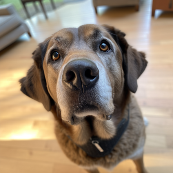 AI generated image showing A canine looking at the camera