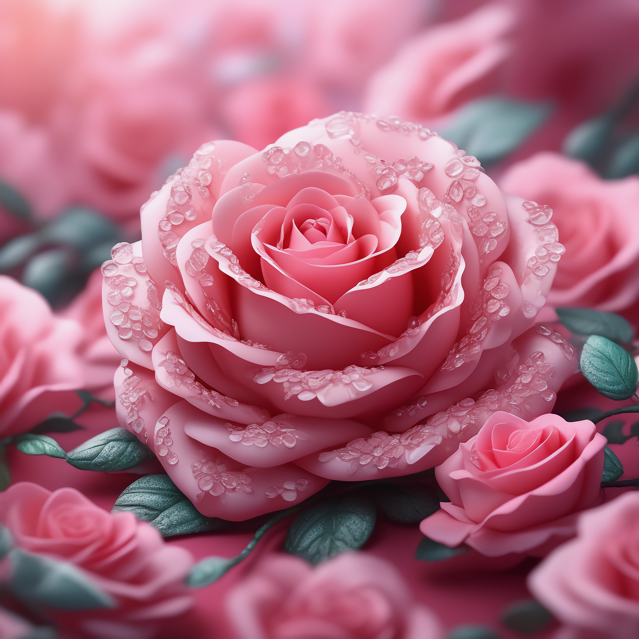 AI generated image showing Macro photo of a rose